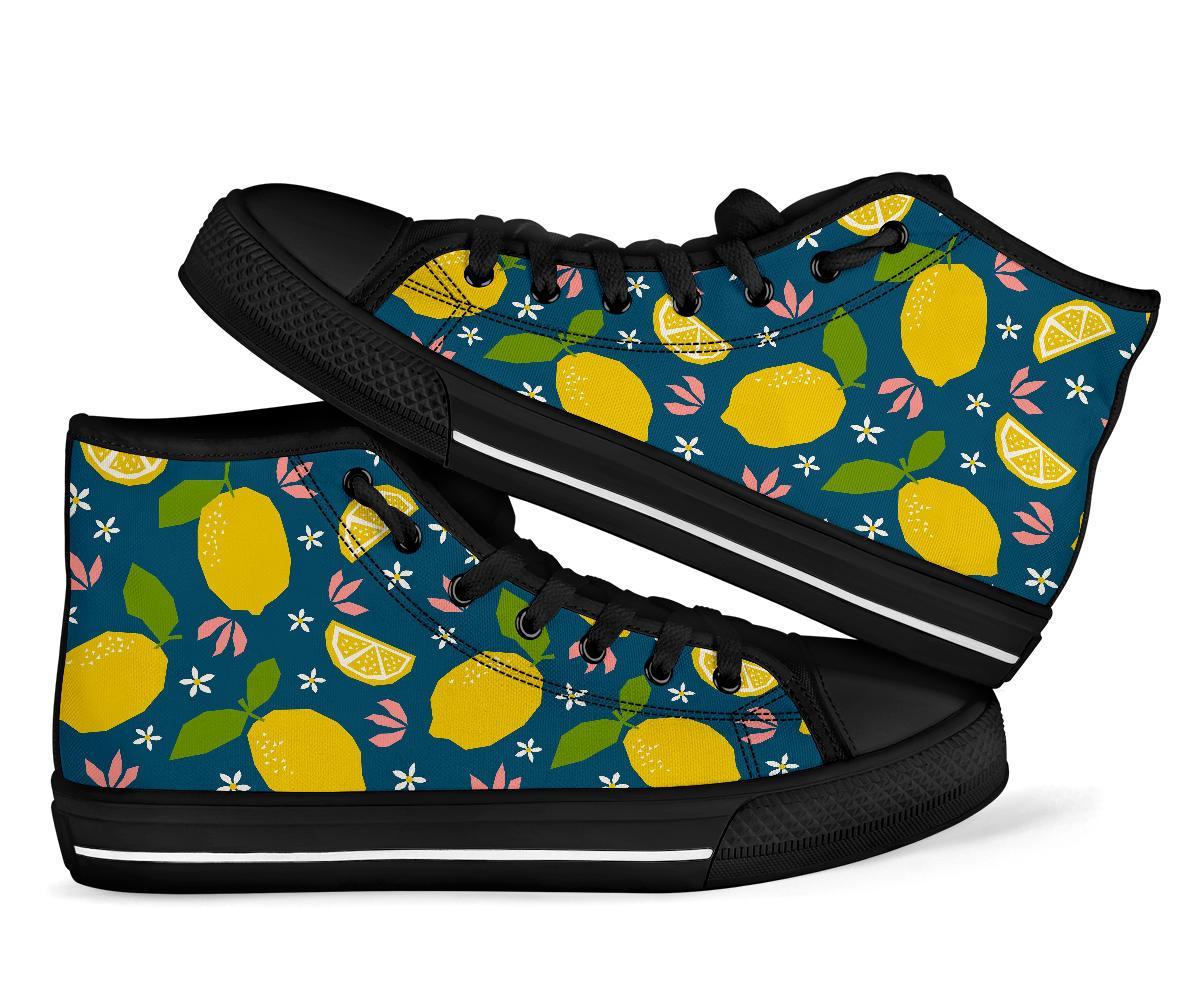 Pattern Print Lemon Men Women's High Top Shoes-grizzshop