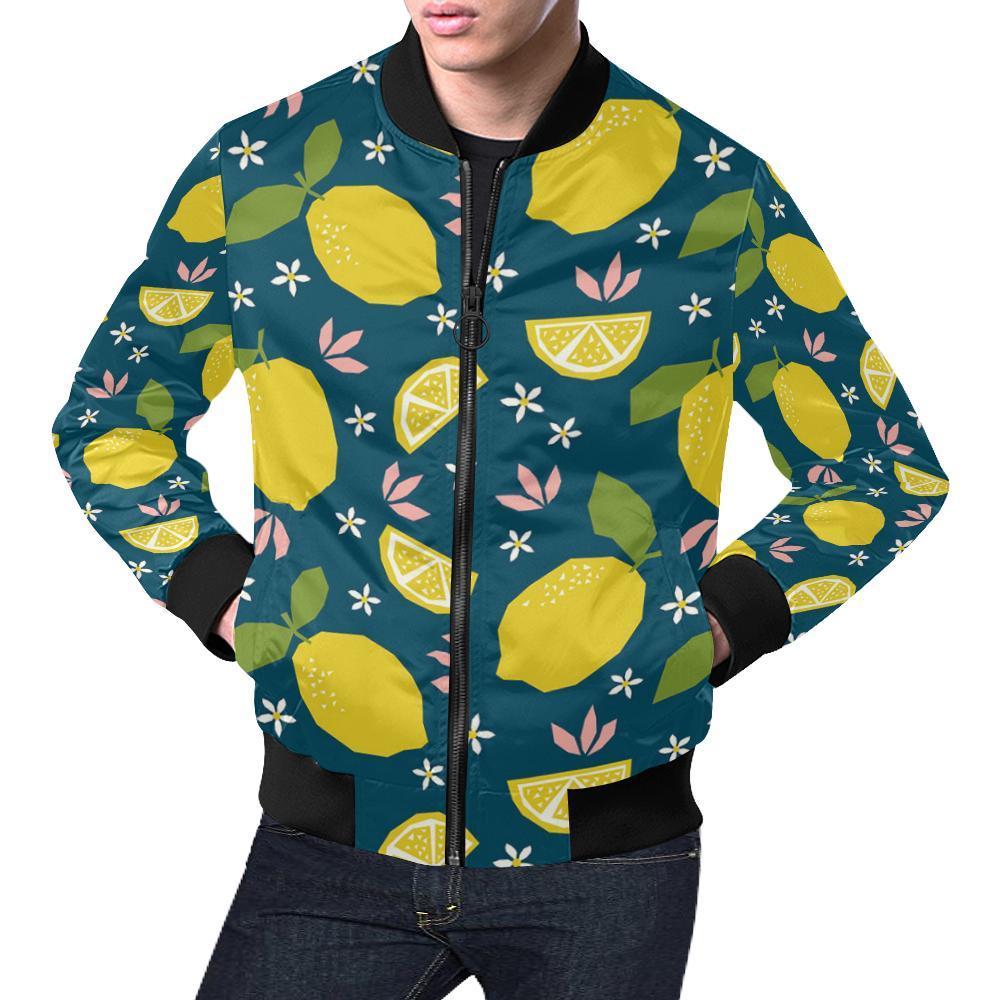 Pattern Print Lemon Men's Bomber Jacket-grizzshop