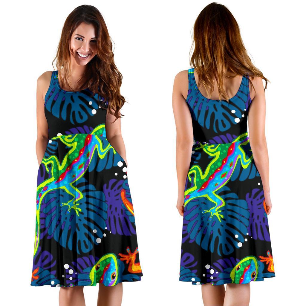 Pattern Print Lizard Dress-grizzshop