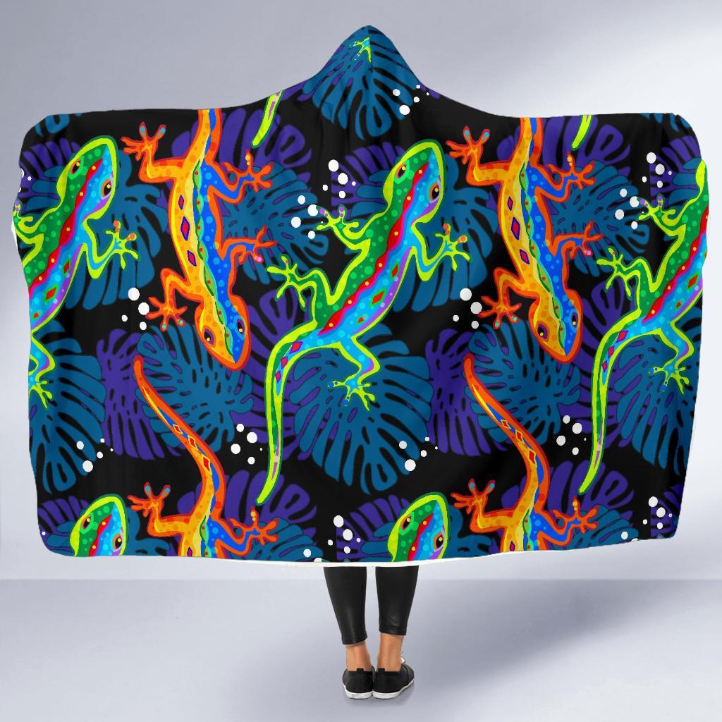 Pattern Print Lizard Hooded Blanket-grizzshop