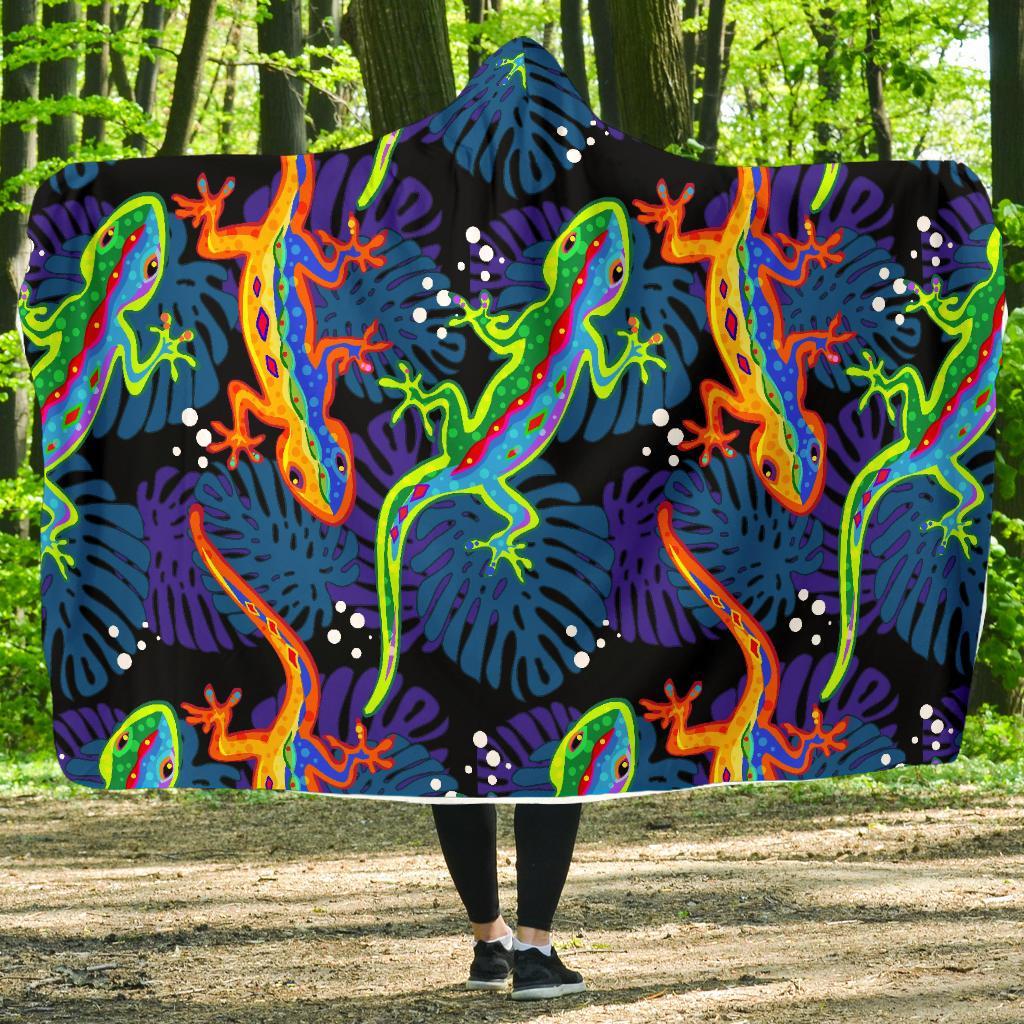 Pattern Print Lizard Hooded Blanket-grizzshop