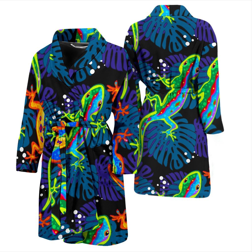 Pattern Print Lizard Men Long Robe-grizzshop