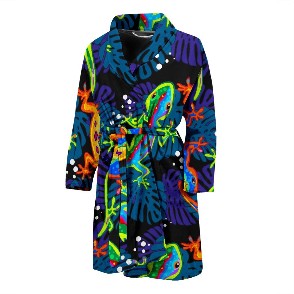 Pattern Print Lizard Men Long Robe-grizzshop