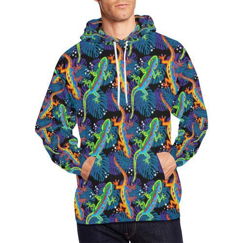 Pattern Print Lizard Men Pullover Hoodie-grizzshop