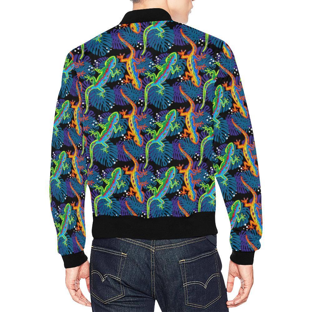 Pattern Print Lizard Men's Bomber Jacket-grizzshop