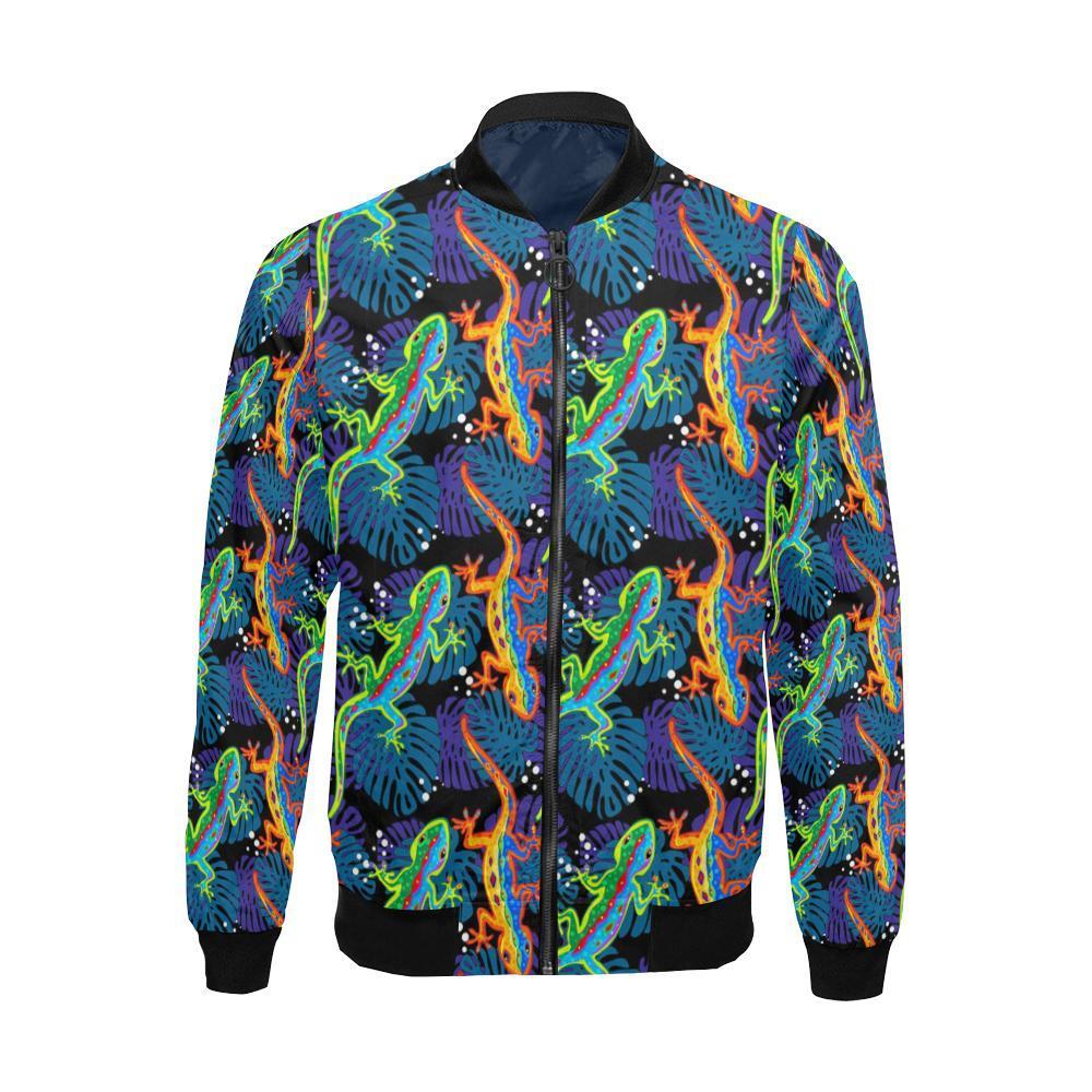 Pattern Print Lizard Men's Bomber Jacket-grizzshop