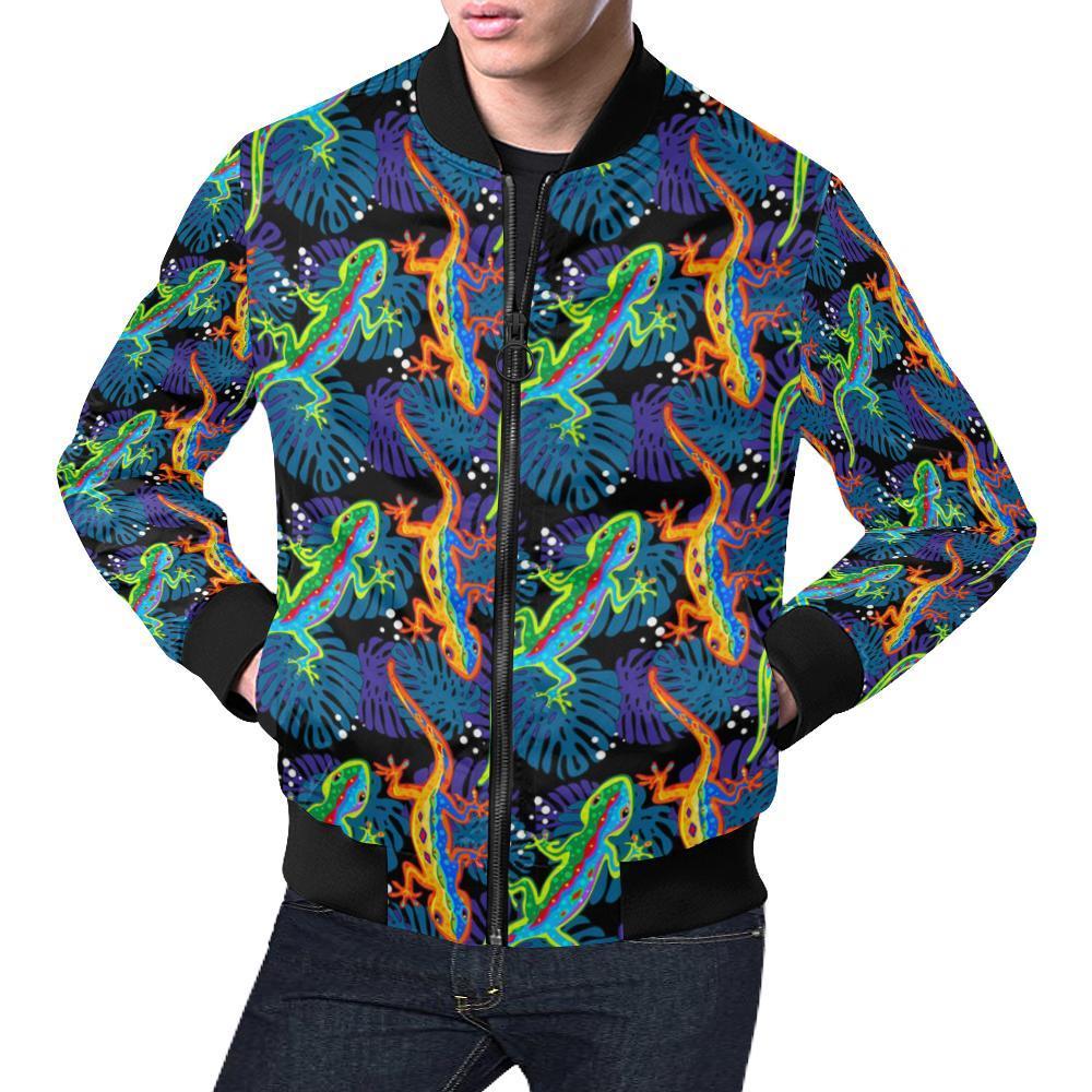 Pattern Print Lizard Men's Bomber Jacket-grizzshop