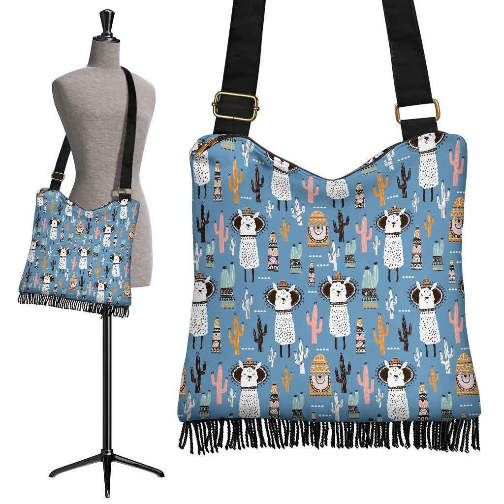 Pattern Print Llama Cactus Crossbody Bags-grizzshop