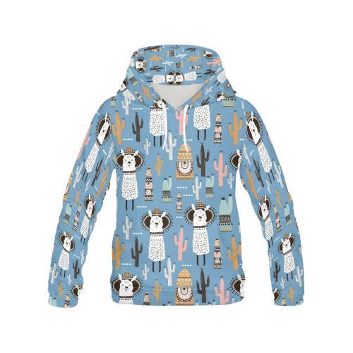 Pattern Print Llama Cactus Men Pullover Hoodie-grizzshop