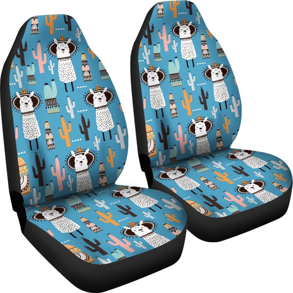 Pattern Print Llama Cactus Universal Fit Car Seat Cover-grizzshop