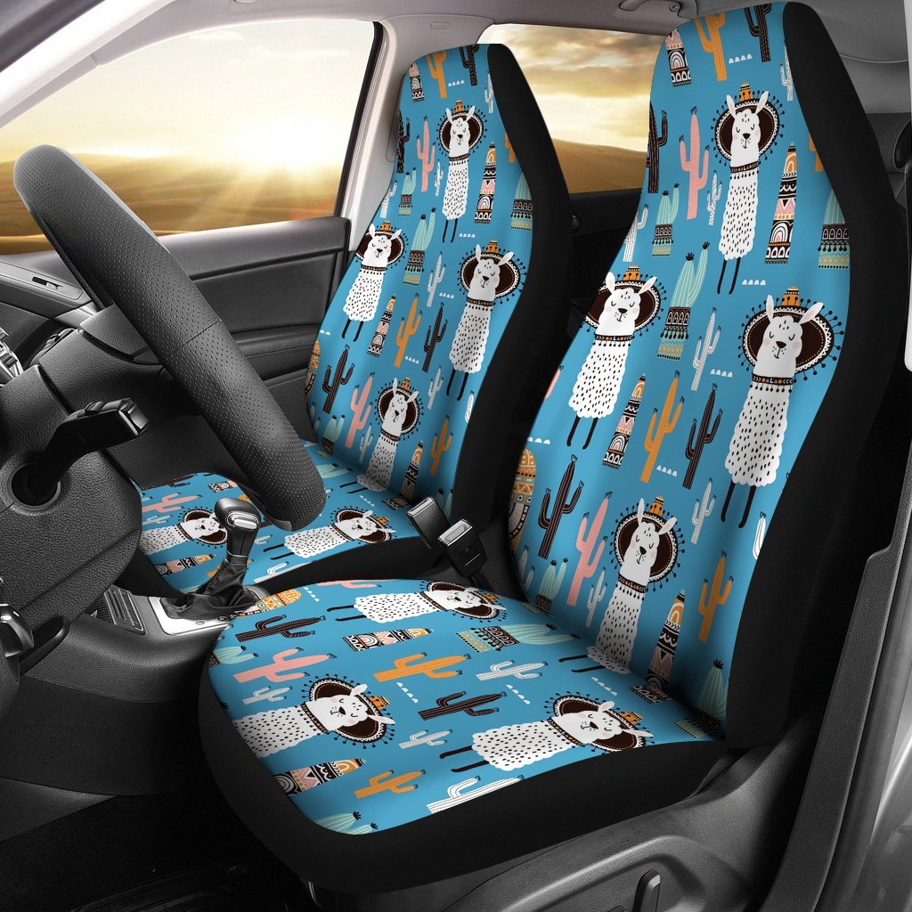 Pattern Print Llama Cactus Universal Fit Car Seat Cover-grizzshop