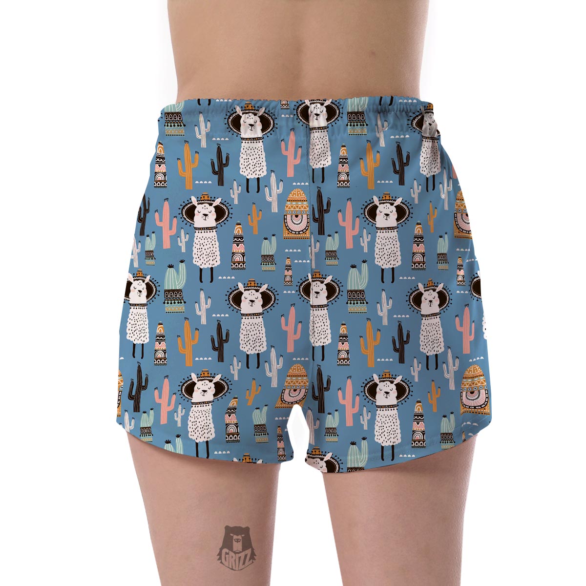 Pattern Print Llama Cactus Women's Shorts-grizzshop