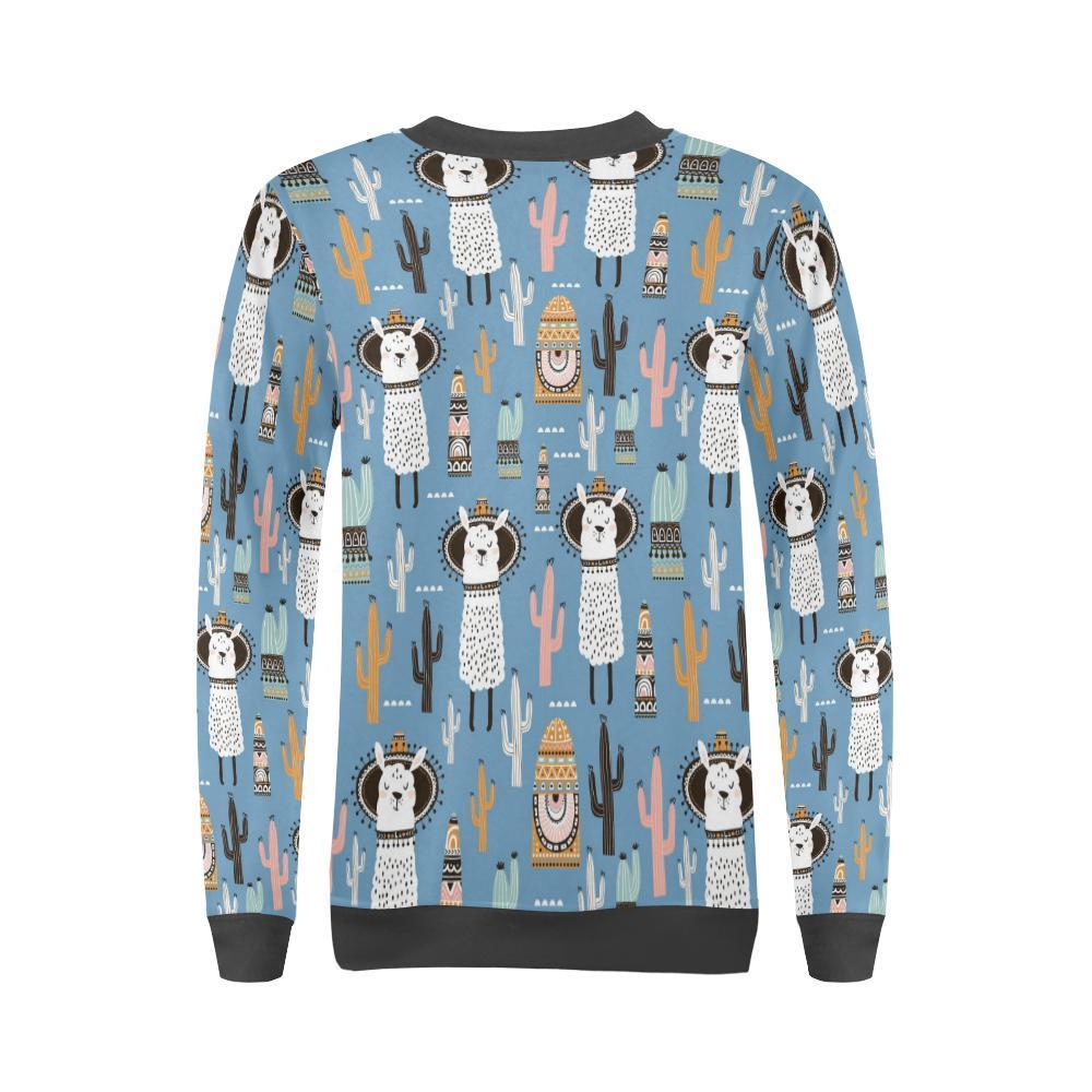 Pattern Print Llama Cactus Women's Sweatshirt-grizzshop