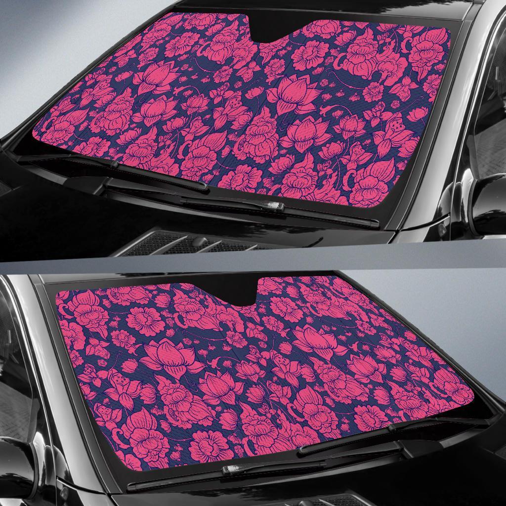 Pattern Print Lotus Car Sun Shade-grizzshop