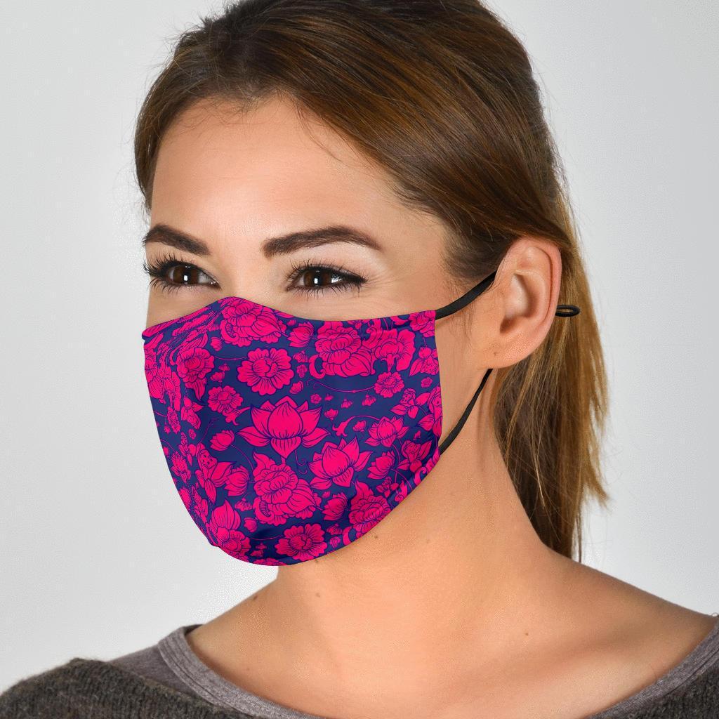 Pattern Print Lotus Face Mask-grizzshop