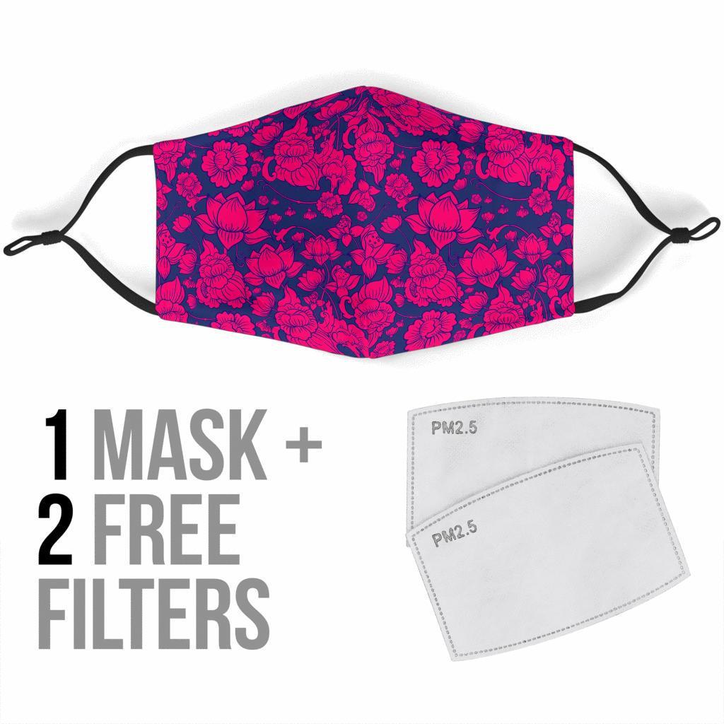 Pattern Print Lotus Face Mask-grizzshop