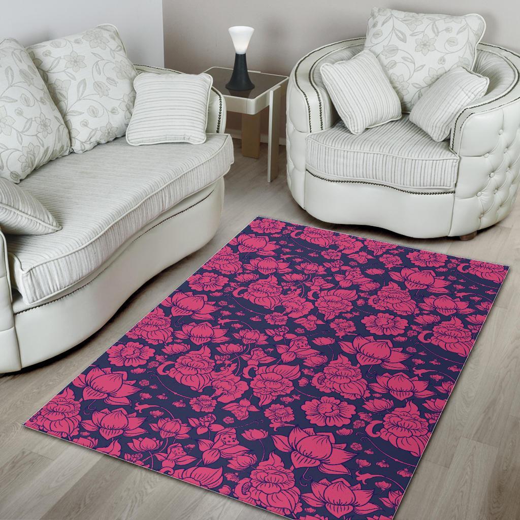 Pattern Print Lotus Floor Mat-grizzshop