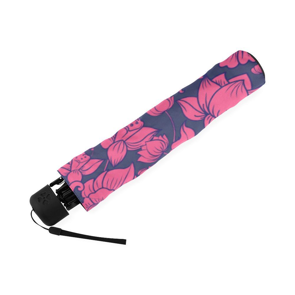 Pattern Print Lotus Foldable Umbrella-grizzshop