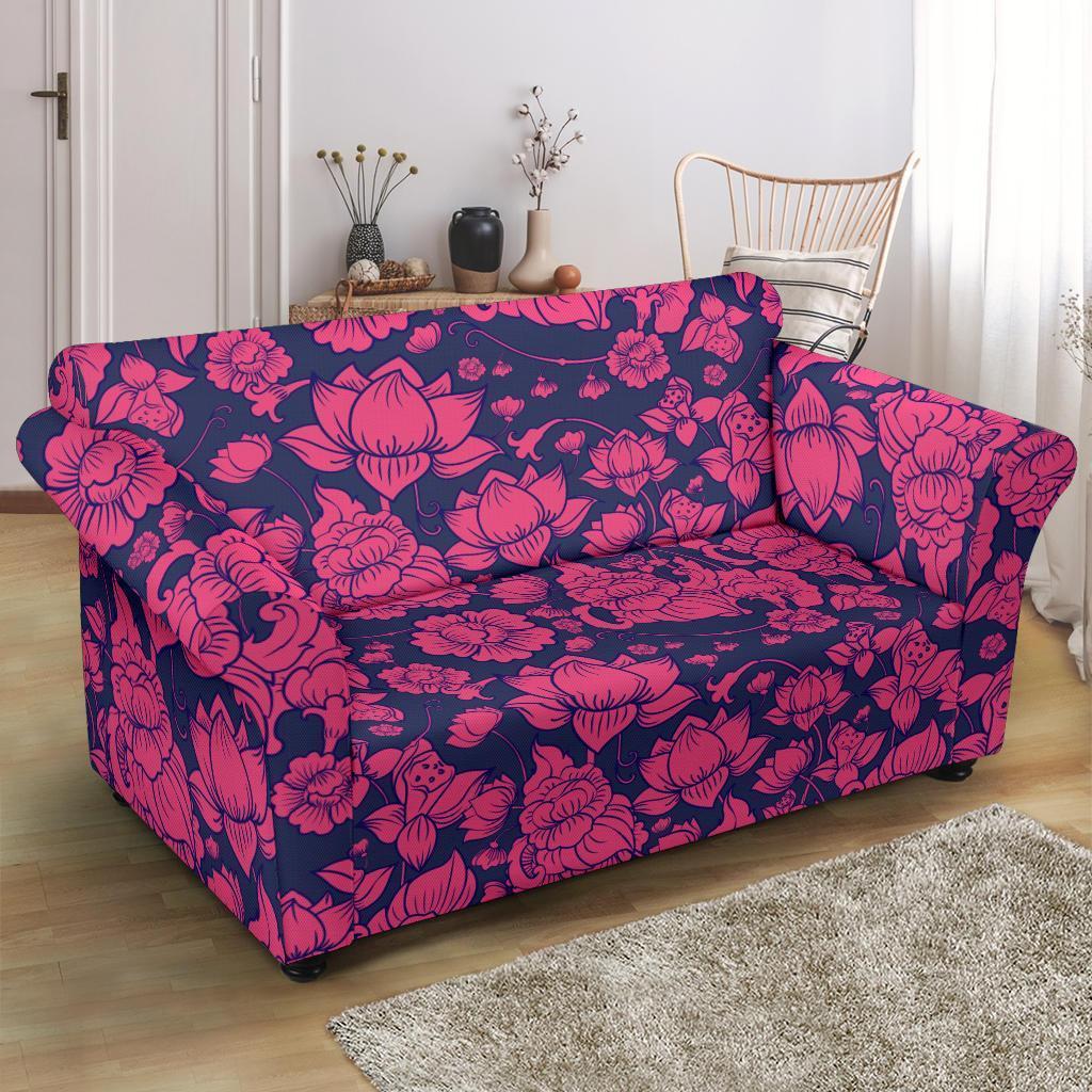 Pattern Print Lotus Loveseat Cover-grizzshop