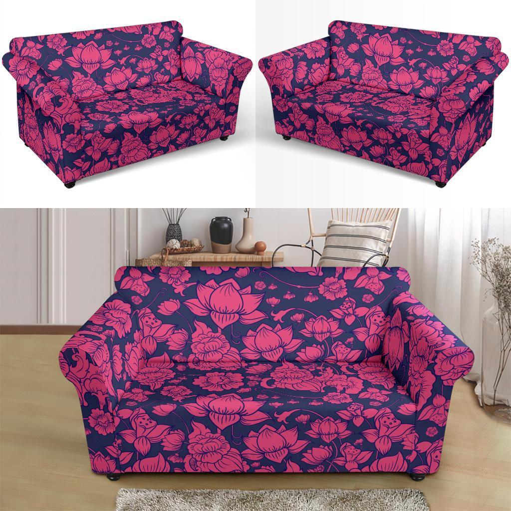 Pattern Print Lotus Loveseat Cover-grizzshop