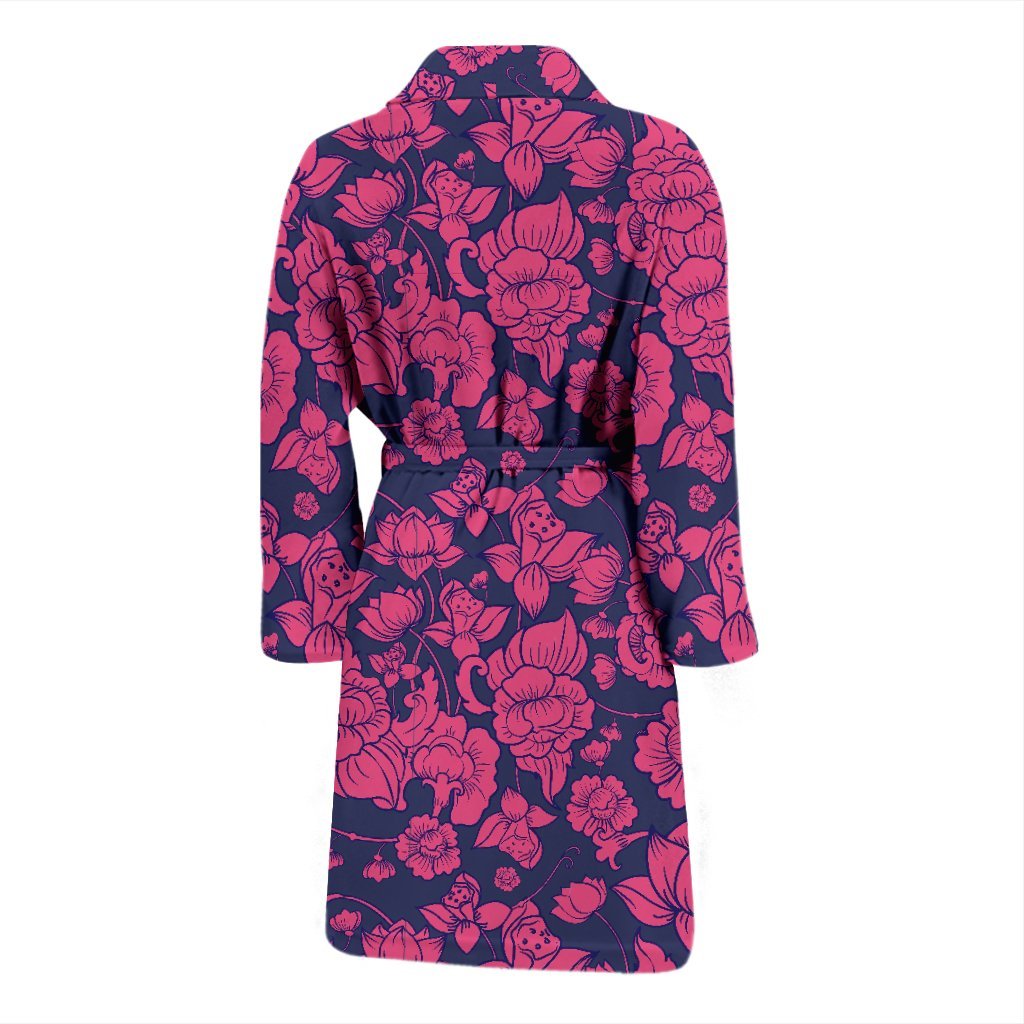 Pattern Print Lotus Men Long Robe-grizzshop