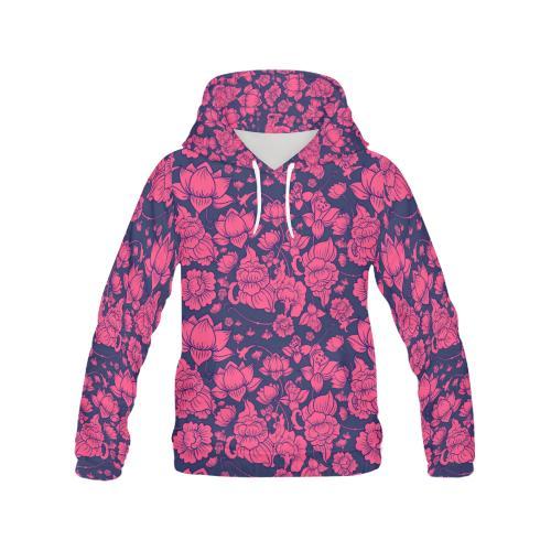 Pattern Print Lotus Men Pullover Hoodie-grizzshop