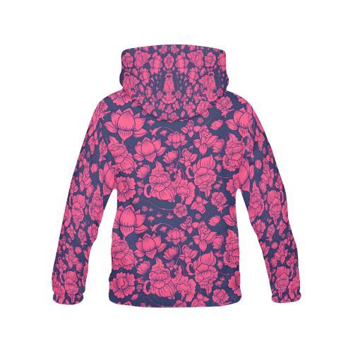 Pattern Print Lotus Men Pullover Hoodie-grizzshop