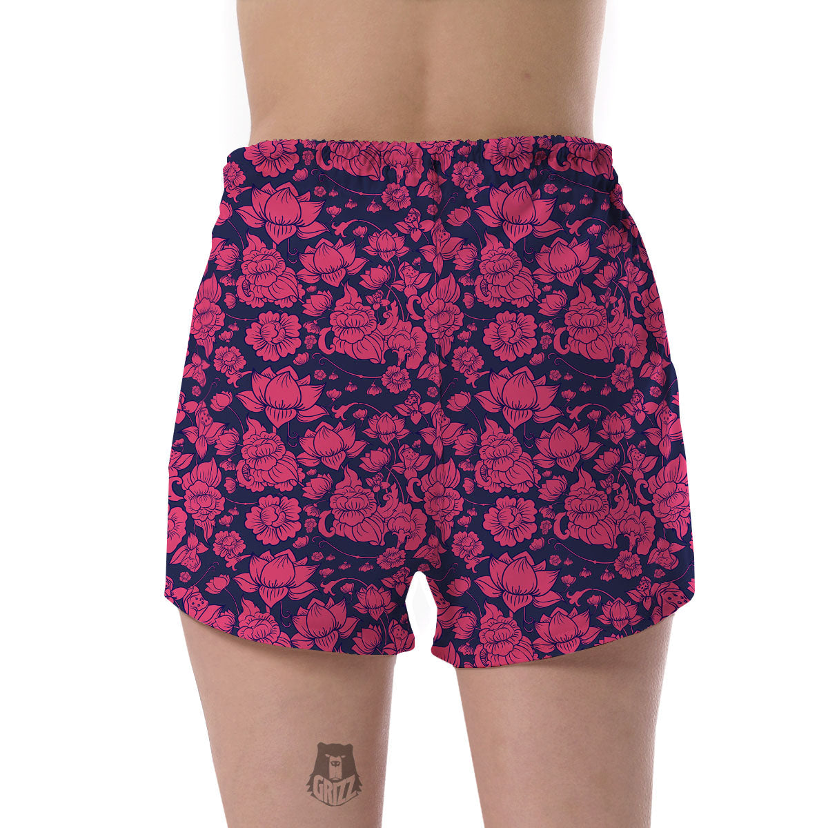 Pattern Print Lotus Women's Shorts-grizzshop