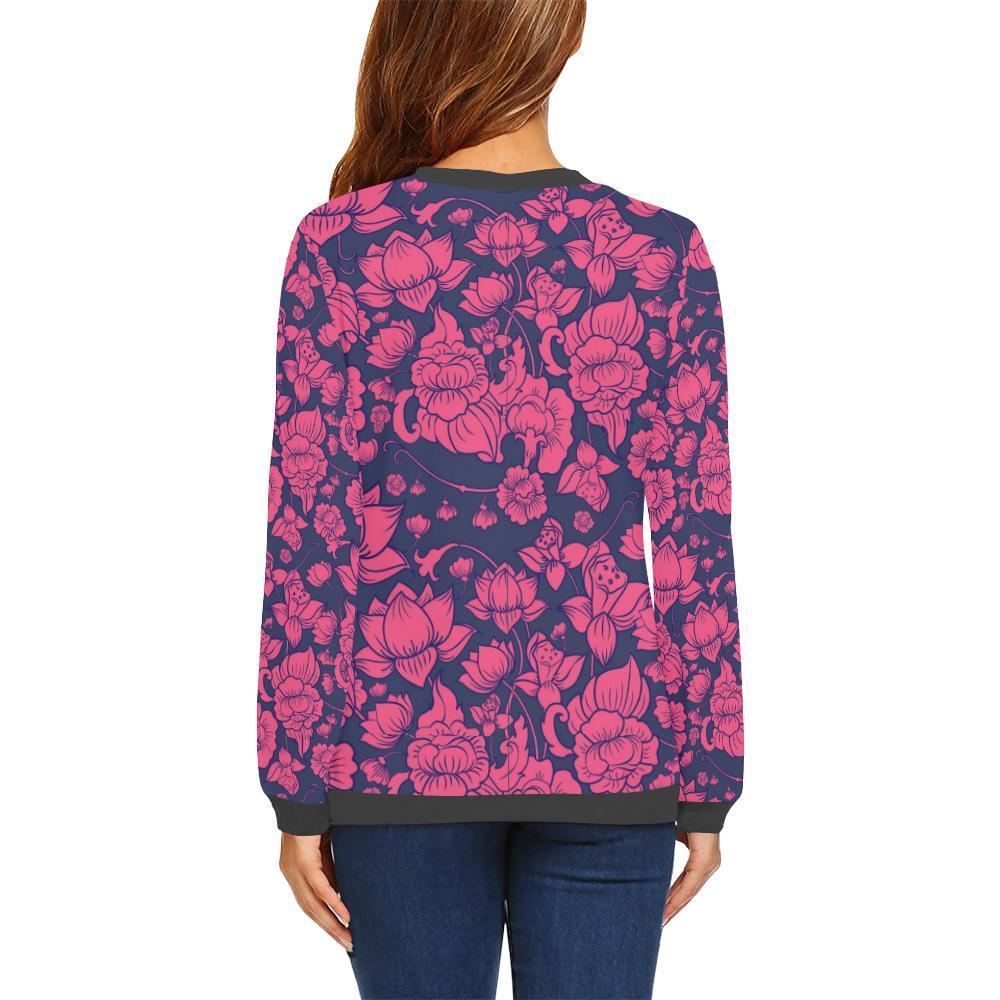 Pattern Print Lotus Women's Sweatshirt-grizzshop