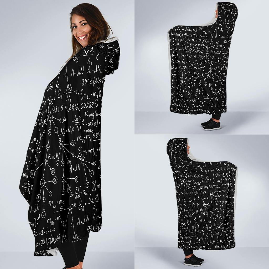 Pattern Print Math Hooded Blanket-grizzshop