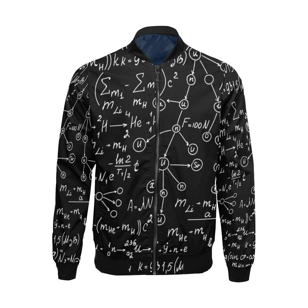 Pattern Print Math Men's Bomber Jacket-grizzshop