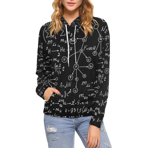 Pattern Print Math Women Pullover Hoodie-grizzshop