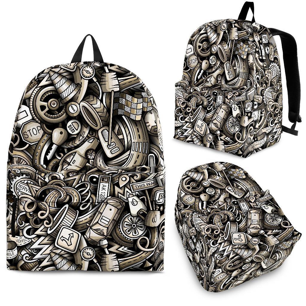 Pattern Print Mechanic Backpack-grizzshop