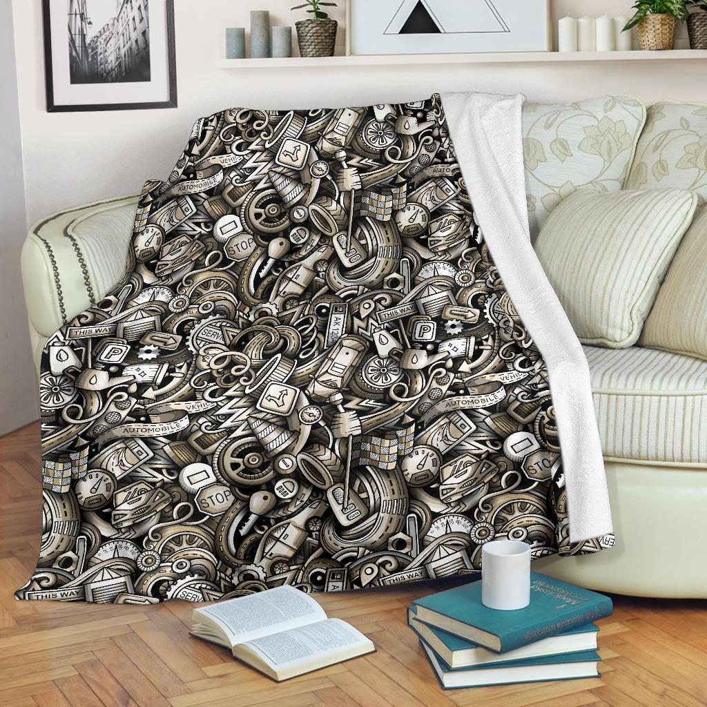 Pattern Print Mechanic Blanket-grizzshop