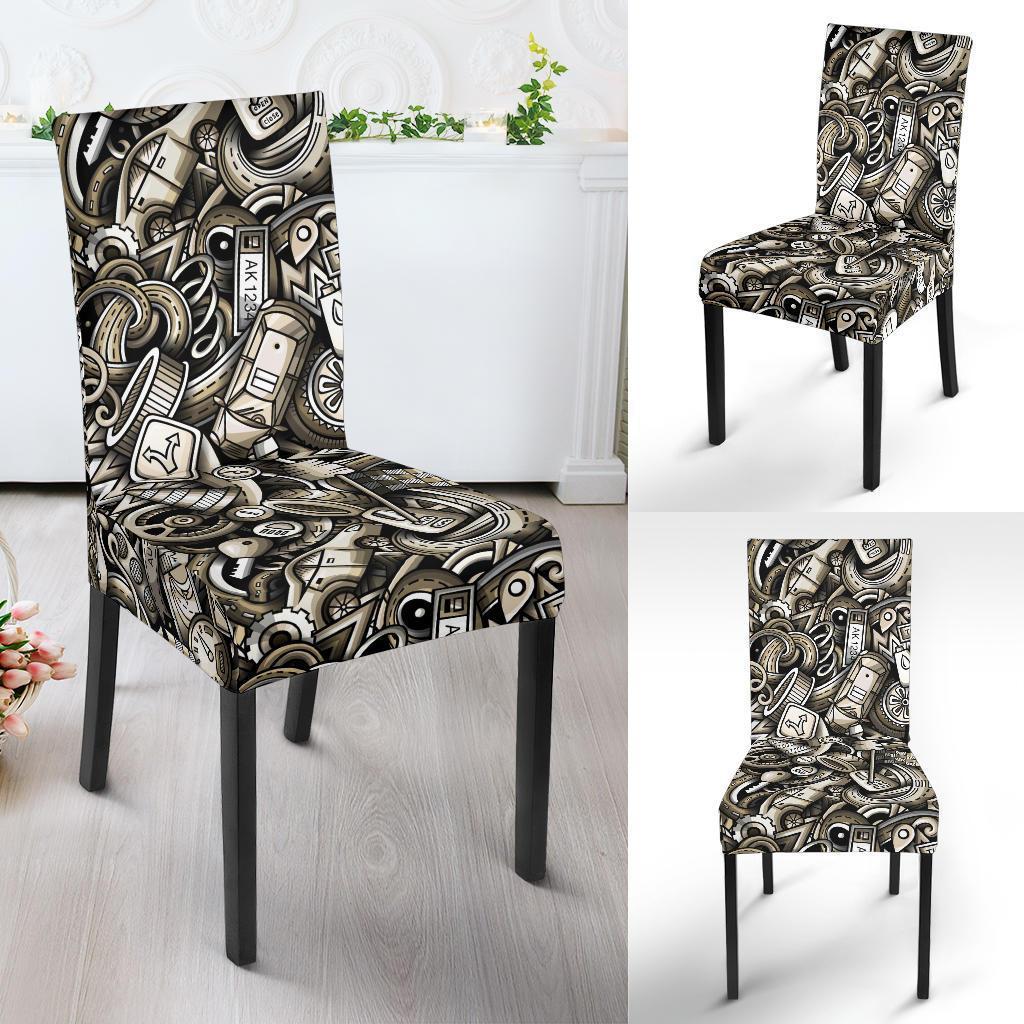 Pattern Print Mechanic Chair Cover-grizzshop