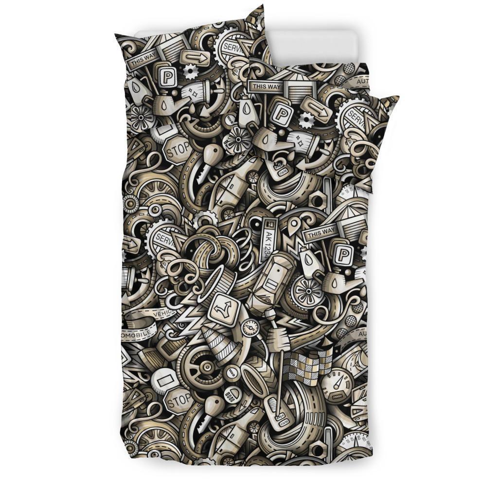 Pattern Print Mechanic Duvet Cover Bedding Set-grizzshop