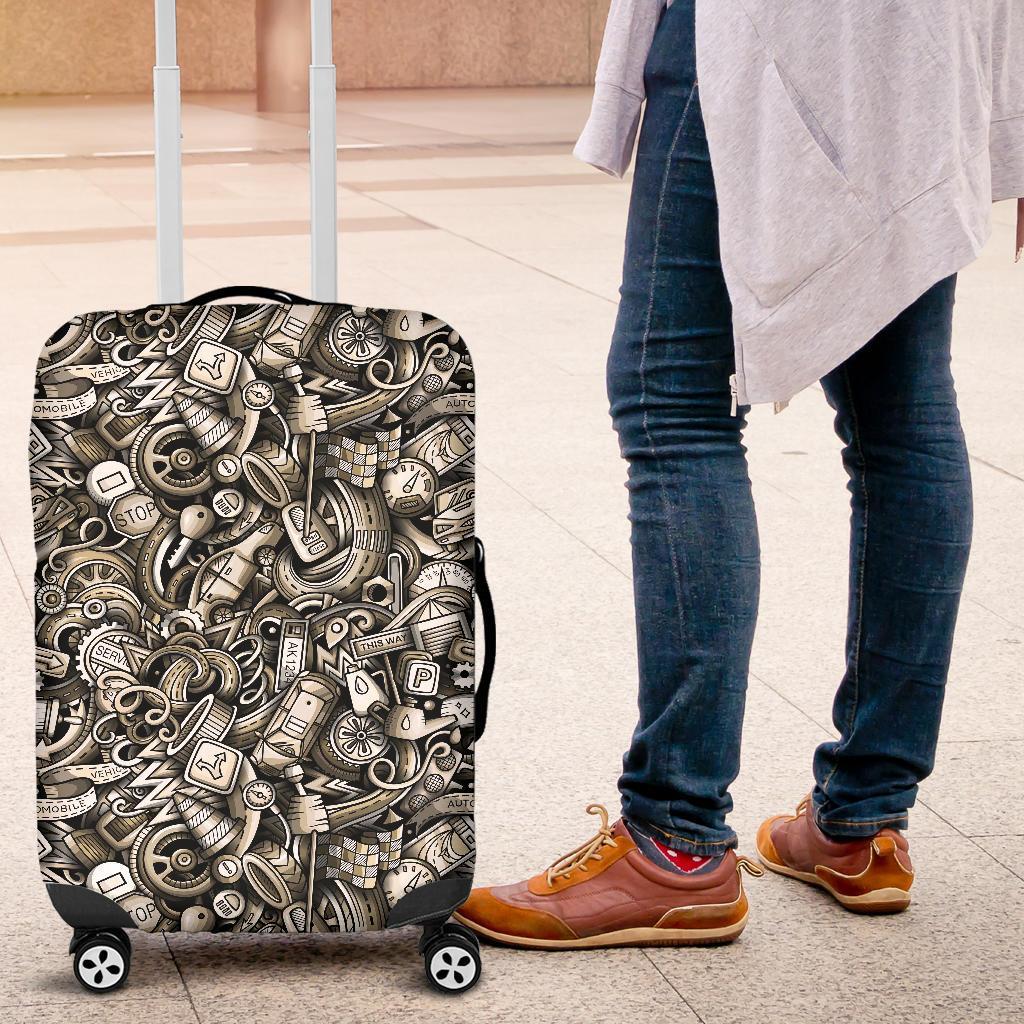 Pattern Print Mechanic Luggage Cover Protector-grizzshop