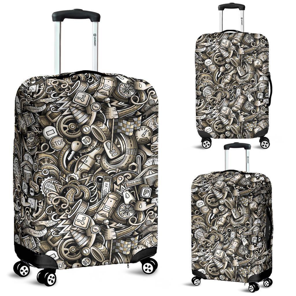 Pattern Print Mechanic Luggage Cover Protector-grizzshop