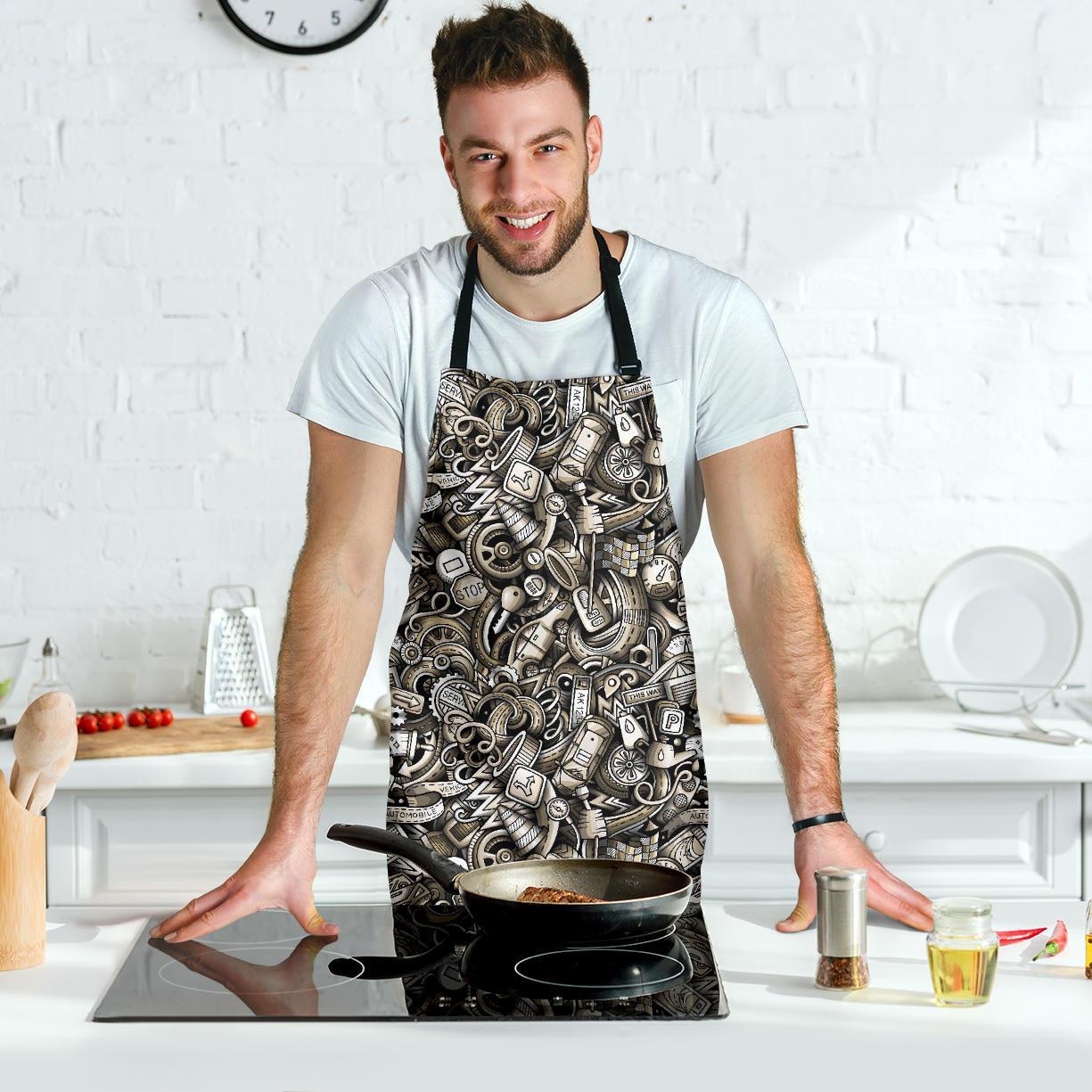 Pattern Print Mechanic Men's Apron-grizzshop