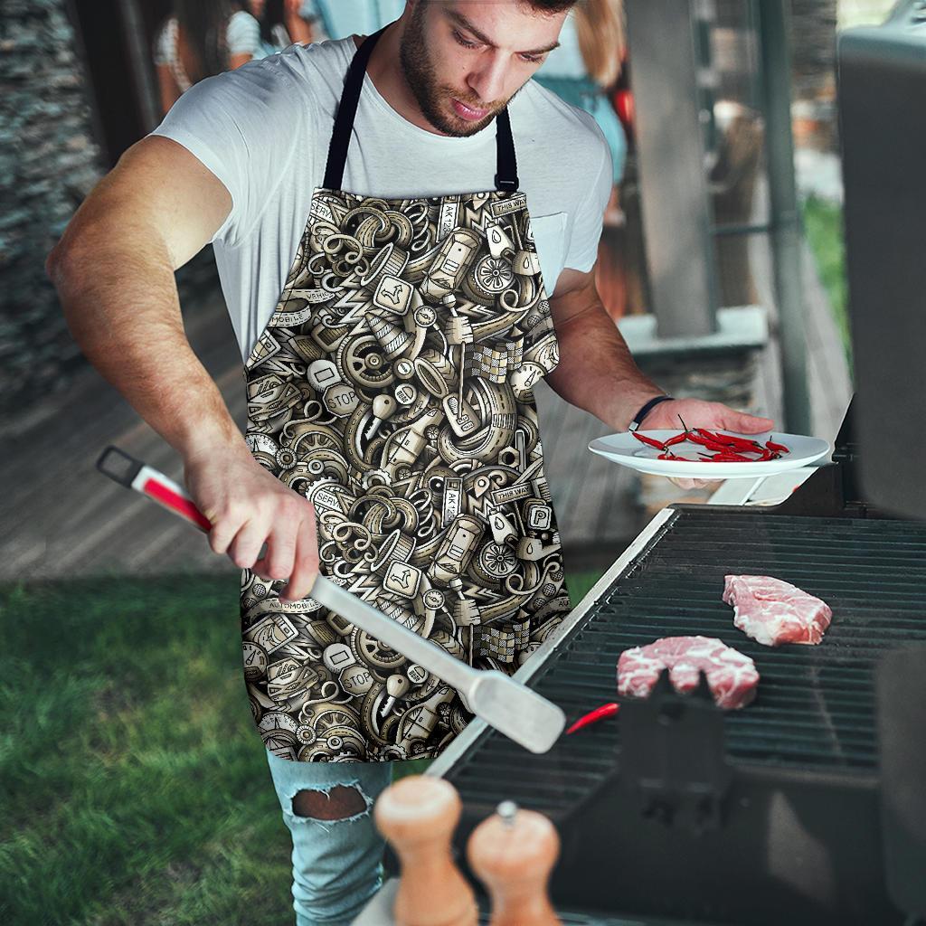 Pattern Print Mechanic Men's Apron-grizzshop