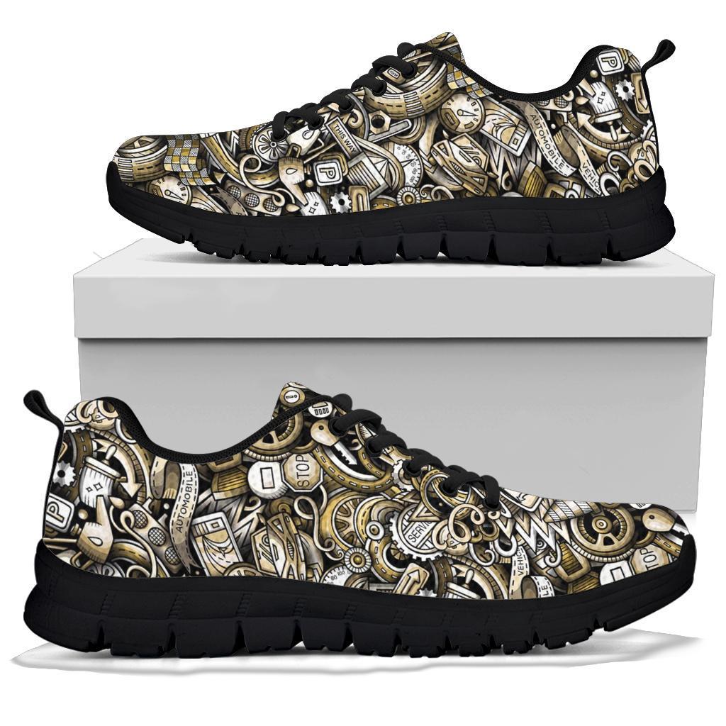 Pattern Print Mechanic Sneaker Shoes For Men Women-grizzshop