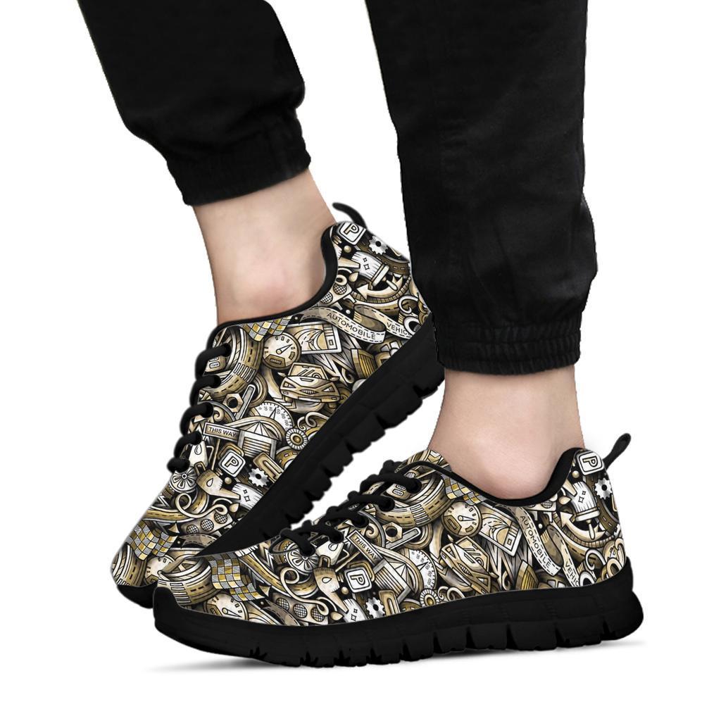 Pattern Print Mechanic Sneaker Shoes For Men Women-grizzshop