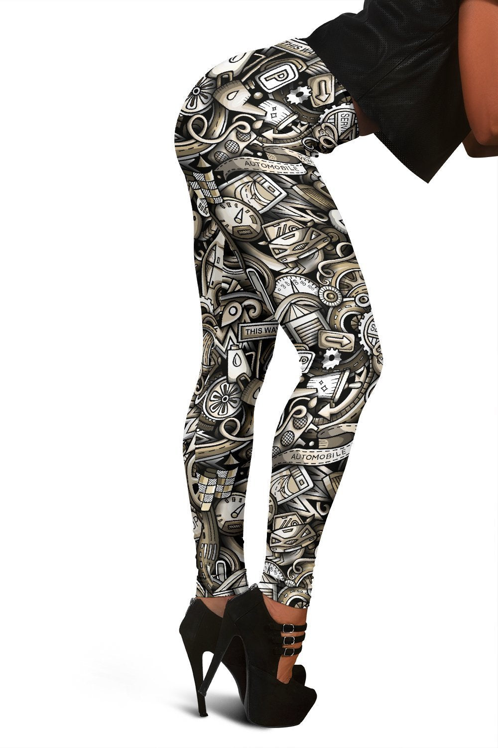 Pattern Print Mechanic Women Leggings-grizzshop
