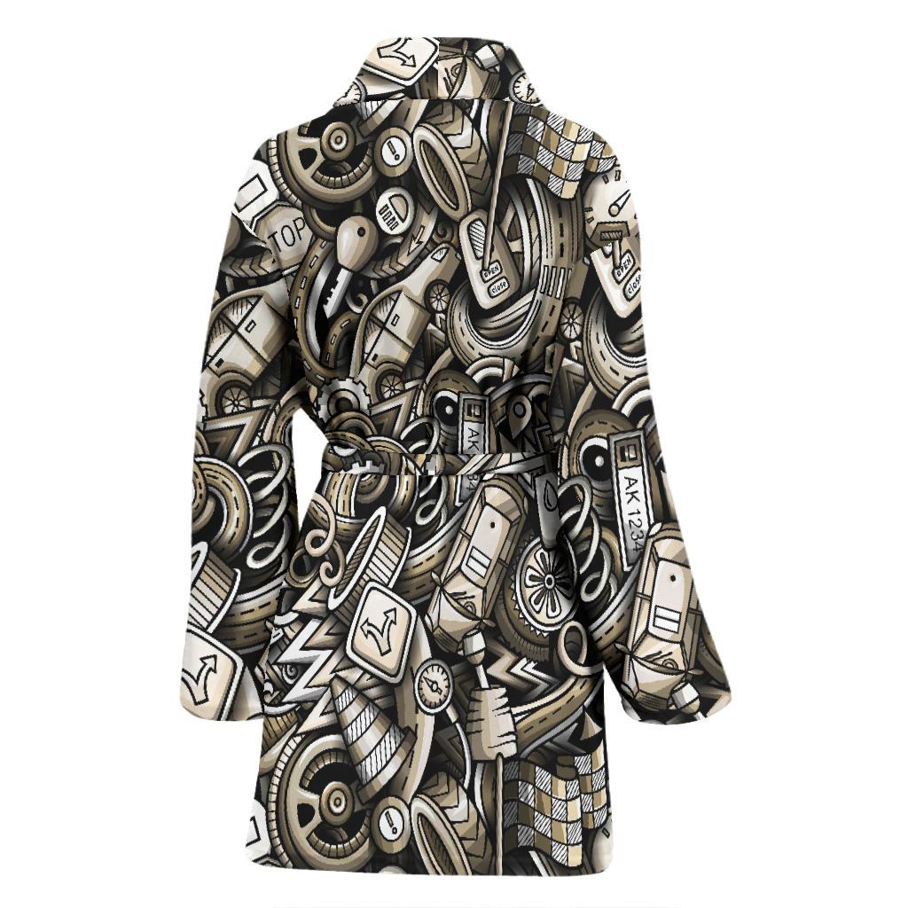 Pattern Print Mechanic Women Long Robe-grizzshop