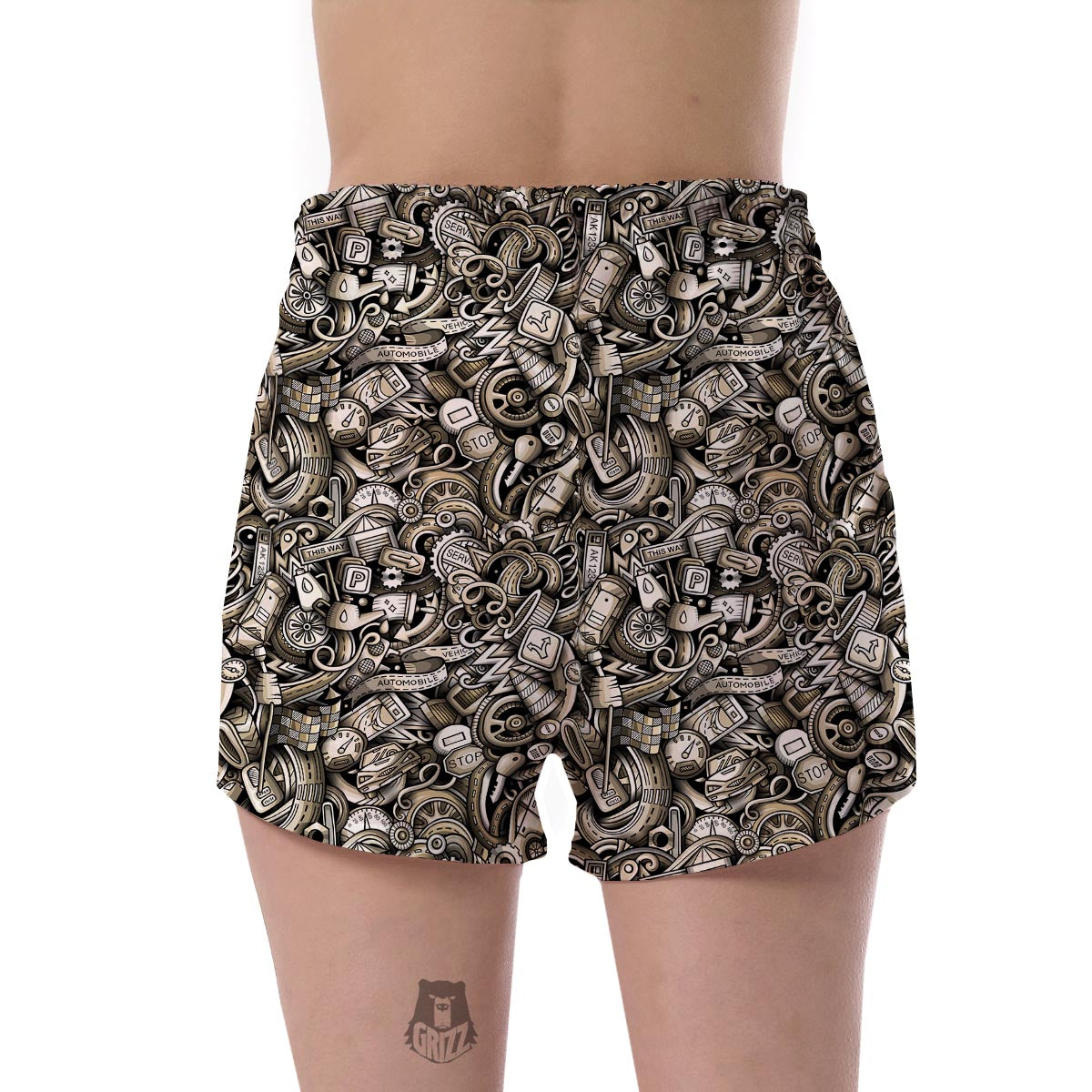 Pattern Print Mechanic Women's Shorts-grizzshop