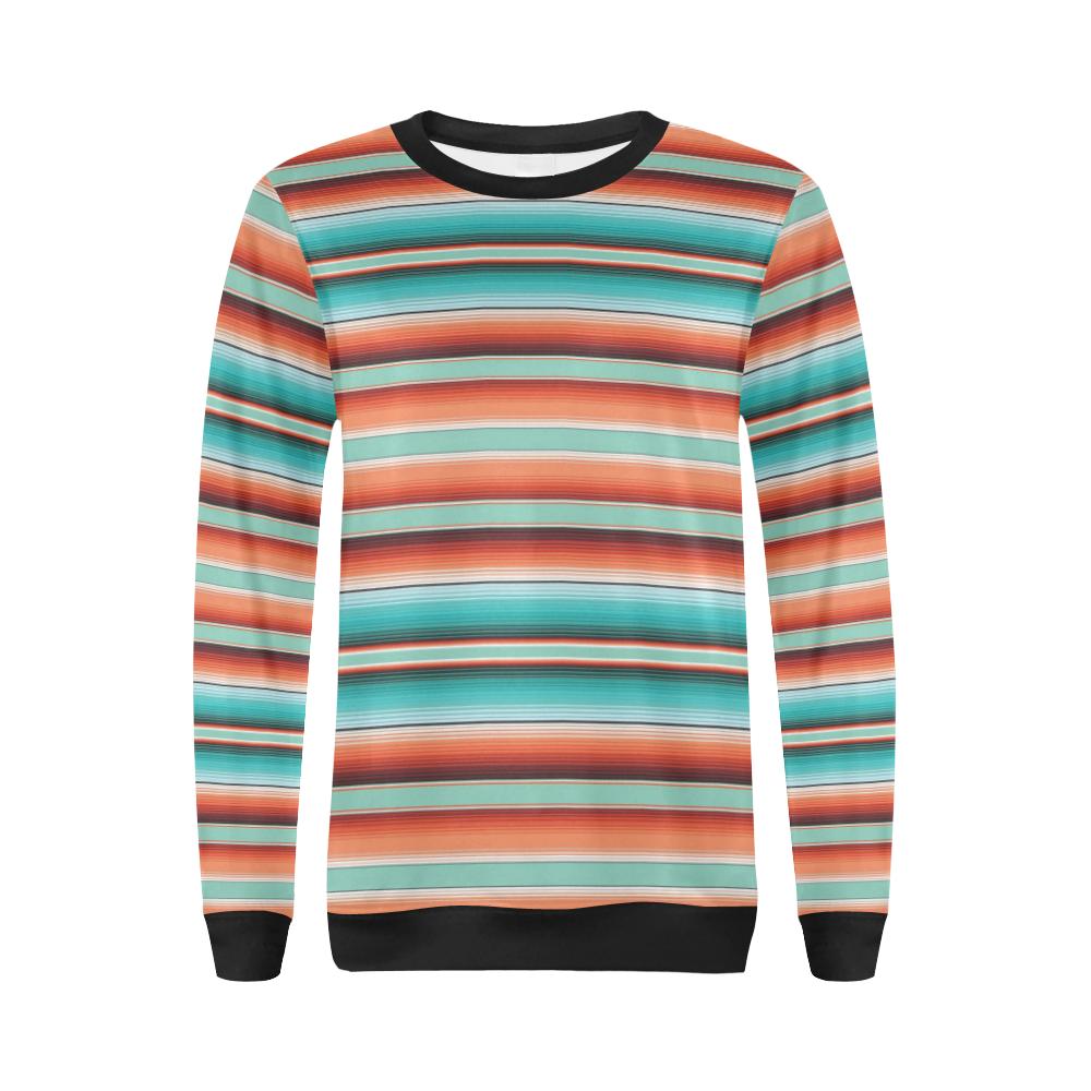 Pattern Print Mexican Blanket Baja Serape Women Crewneck Sweatshirt-grizzshop