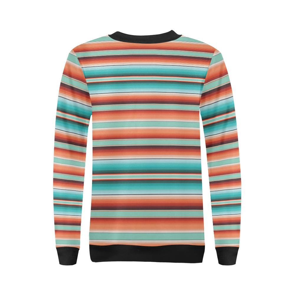 Pattern Print Mexican Blanket Baja Serape Women Crewneck Sweatshirt-grizzshop