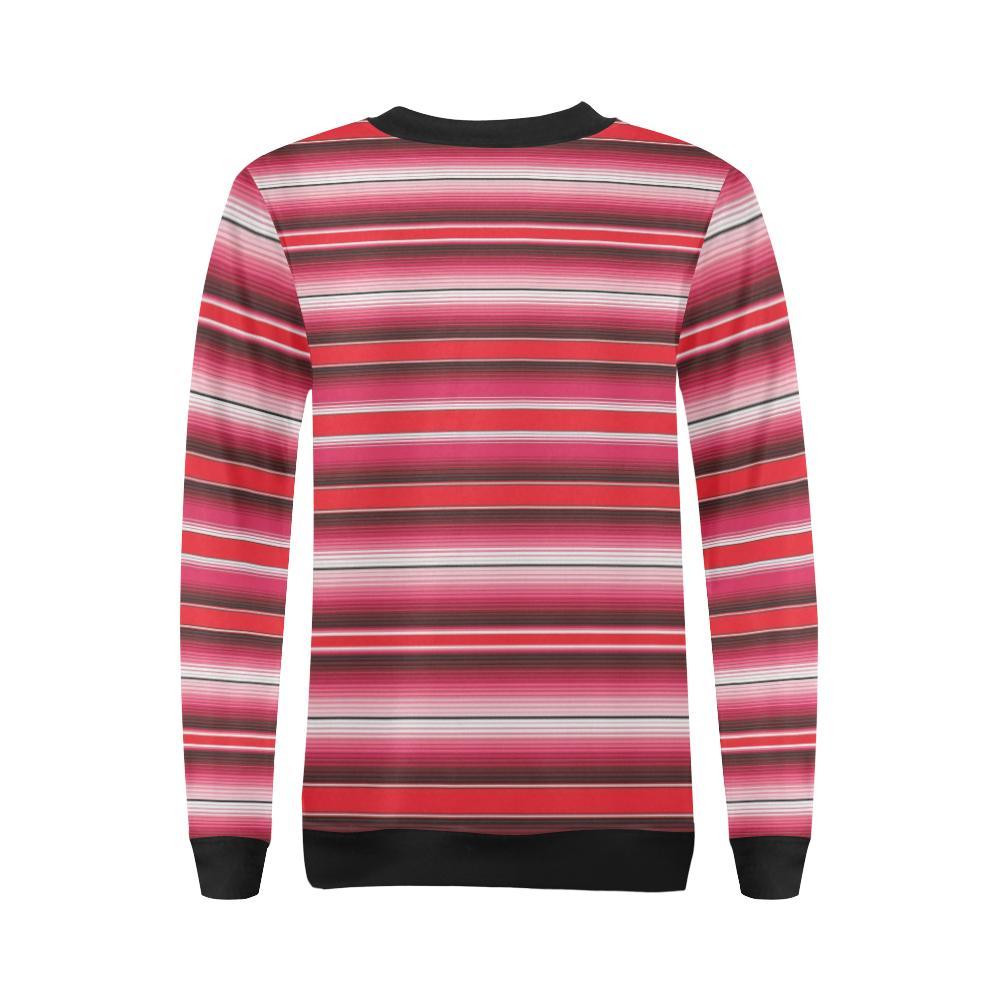 Pattern Print Mexican Serape Blanket Baja Women Crewneck Sweatshirt-grizzshop