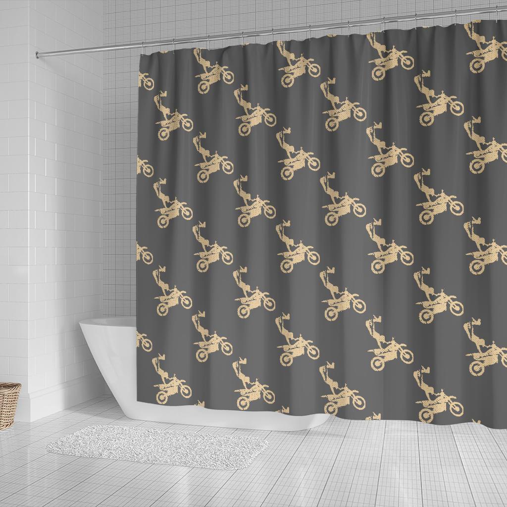 Pattern Print Motocross Bathroom Shower Curtain-grizzshop