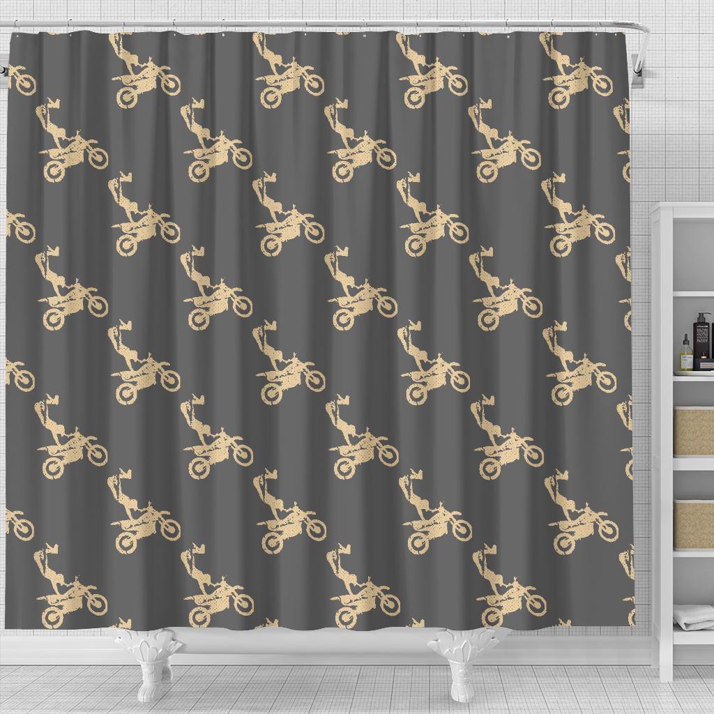 Pattern Print Motocross Bathroom Shower Curtain-grizzshop